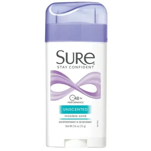 Sure Solid Anti-Perspirant Deodorant Stick, Unscented, 73g